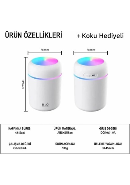 Şarj Edilebilir LED Işıklı Ultrasonik Hava Nemlendirici Mini Boy Buhurdanlık Ev ve Araç Için fiyatları