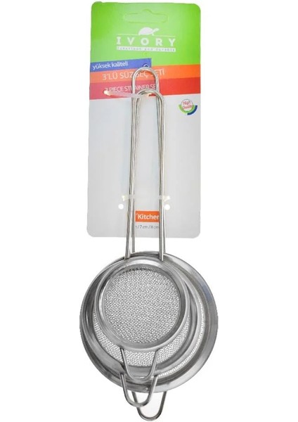 IVO-SZG105 Ivory 3'lü Set Paslanmaz Çelik Metal Süzgeç modelleri