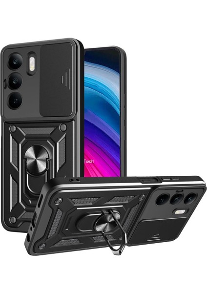 Buğz Realme C75 4g Kılıf Pars Lens Yüzüklü Silikon - Siyah