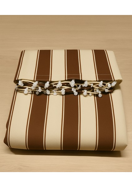 Kahve Krem Su Geçirmez Halkalı Bağcıklı Balkon Perdesi Branda modelleri