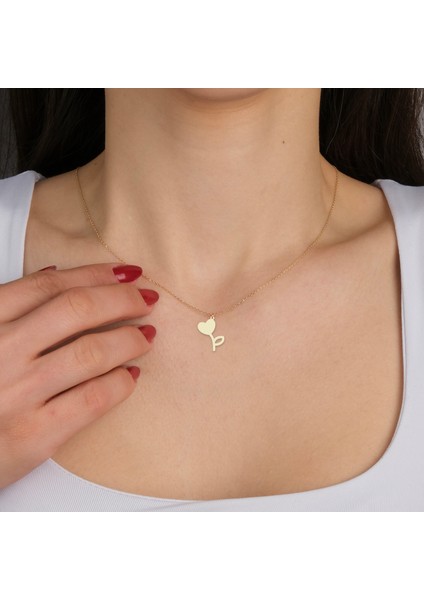 14 Ayar Altın Plakalı Kalp ve Çiçek Figürlü Özel Günler Için Hediyelik Altın KOLYE-822 fiyatları