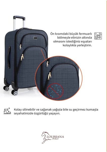 Orta Boy 4 Teker Kumaş Valiz Lüx