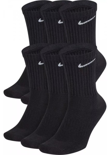 Dri Fit Everyday Cotton Crew Socks 6 Lı Spor Çorap Siyah