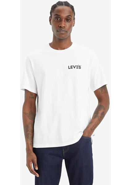 Relaxed Fit Headline Logo Beyaz T-shirt A2082-0253
