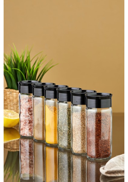 6'lı Cam Baharatlık Seti - Siyah indirimleri