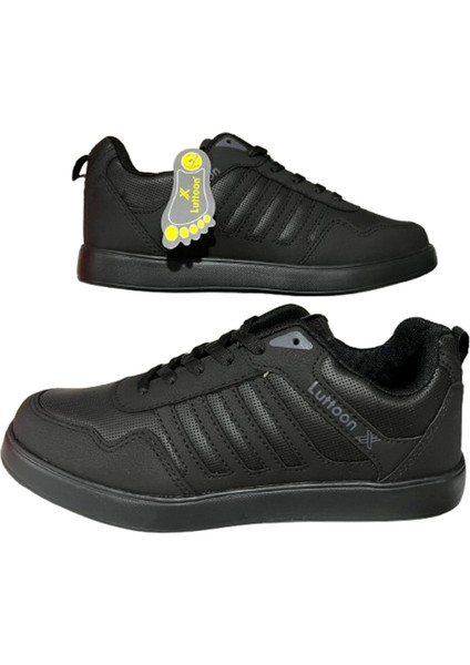 4027 Siyah Bağcıklı Cilt Günlük Kullanım Spor Ayakkabı