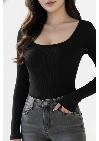 U Yaka Uzun Kollu Fitilli Crop Bluz fiyatları