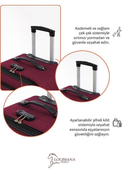 Orta Boy 4 Teker Kumaş Valiz Lüx