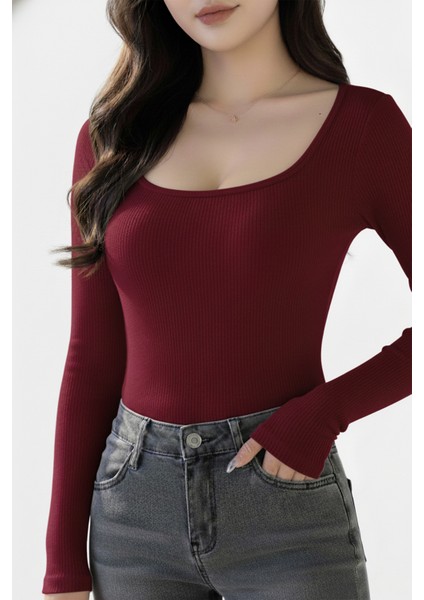 U Yaka Uzun Kollu Fitilli Crop Bluz fiyatları