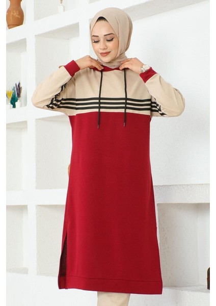 Şeritli Yırtmaçlı Spor Takım Bordo - 46 modelleri