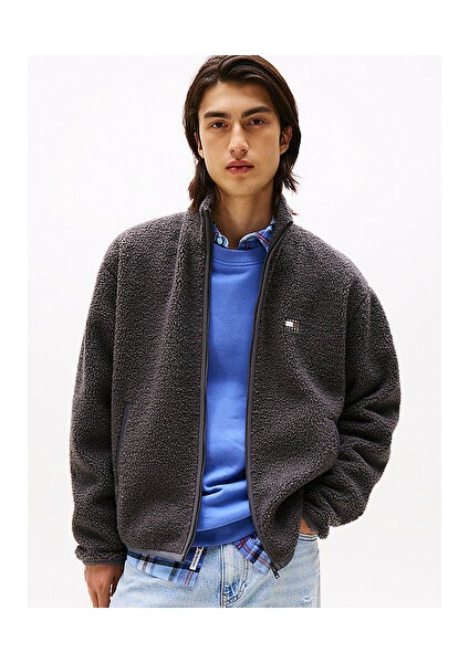 Erkek Gri Fermuarlı Kazak