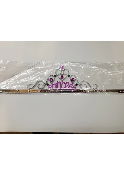 Gümüş Renk Prenses Yazılı Parti Tacı 60 cm fiyatları