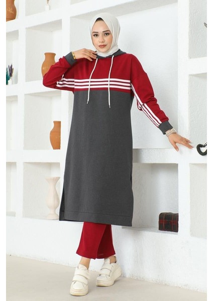 Şeritli Yırtmaçlı Spor Takım Antrasit - 40