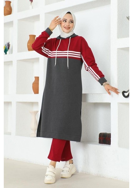 Şeritli Yırtmaçlı Spor Takım Antrasit - 40 modelleri