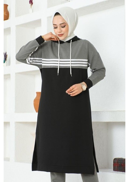 Şeritli Yırtmaçlı Spor Takım Siyah - 44