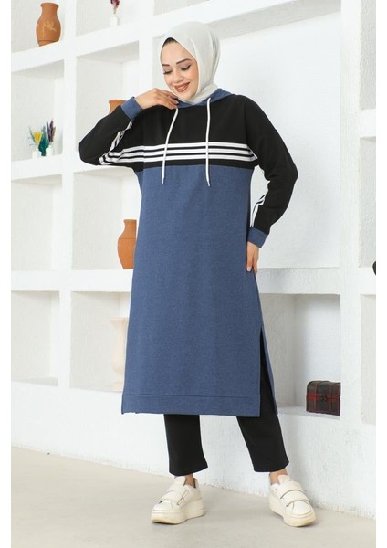 Şeritli Yırtmaçlı Spor Takım Indi̇go - 44