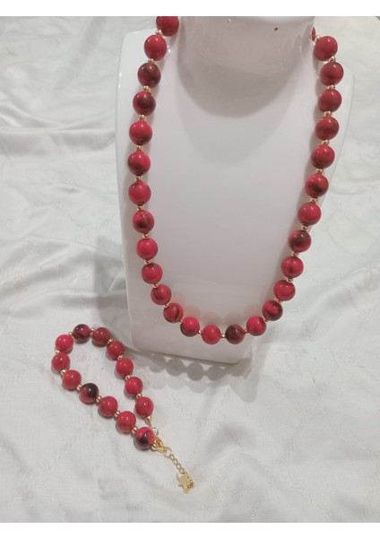 Kırmızı Kolye ve Bileklik Takı Seti modelleri