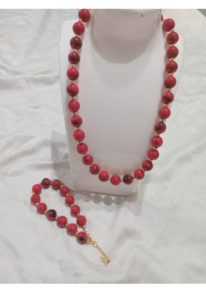 Kırmızı Kolye ve Bileklik Takı Seti indirimleri