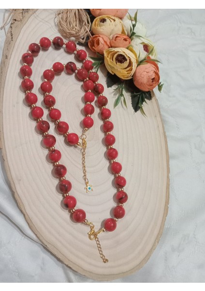 Kırmızı Kolye ve Bileklik Takı Seti