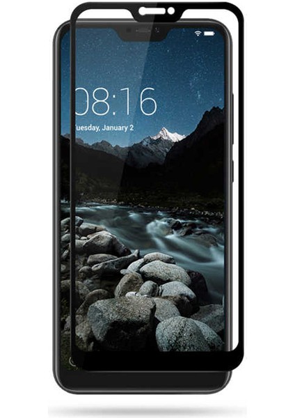 Xiaomi Mi 8 Lite Zore Kenarları Kırılmaya Dayanıklı Cam Ekran Koruyucu