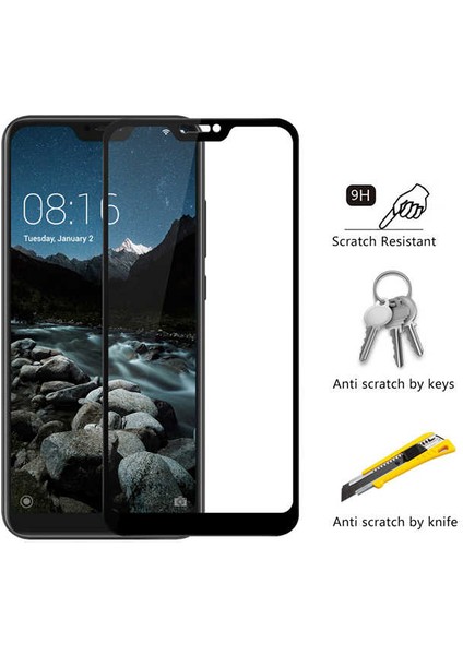 Xiaomi Mi 8 Lite Zore Kenarları Kırılmaya Dayanıklı Cam Ekran Koruyucu modelleri
