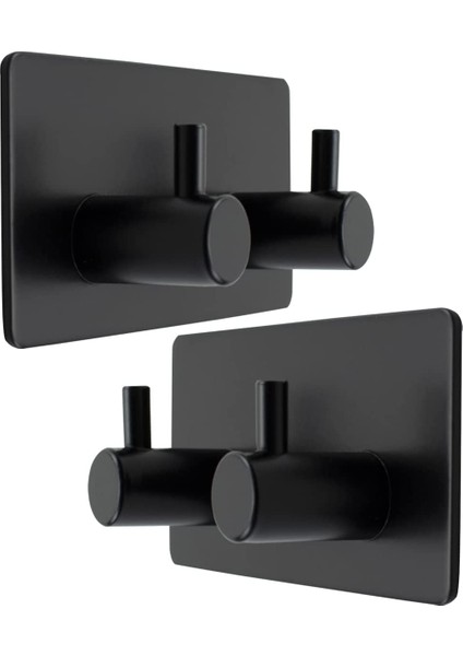 Havlu / Bornoz Askısı Mat Siyah Askılık / 2 Adet Ikili Askılık / Banyo Mutfak Havlu Askısı
