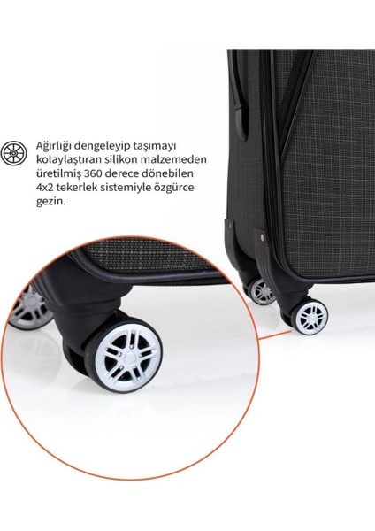 Orta Boy 4 Teker Kumaş Valiz Lüx modelleri