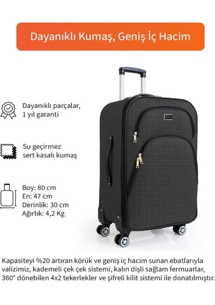 Orta Boy 4 Teker Kumaş Valiz Lüx indirimleri