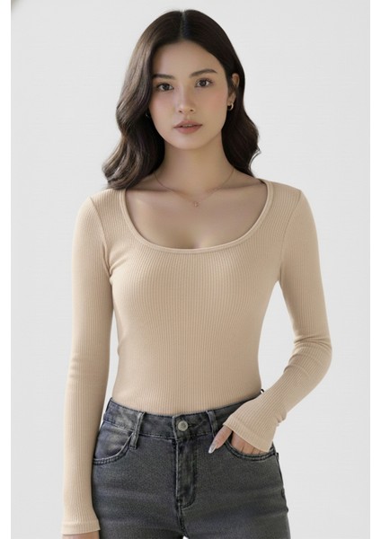 U Yaka Uzun Kollu Fitilli Crop Bluz fiyatları