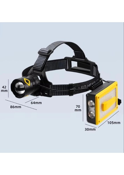 F-3003 Alüminyum PM10-TG LED Type-C ve Solar Şarjlı Kamp Kafa Feneri