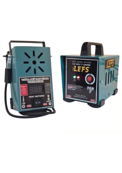 7 Amper Akü Şarj Cihazı ve Pro Lefs 50 Amper Akü Test Cihazı Ikili Set