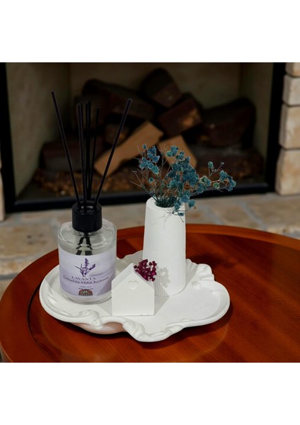 Lavanta Kokulu Çubuklu Oda Kokusu & Çiçek Mumlu Dekor Seti – Kaliteli Taş Tozu