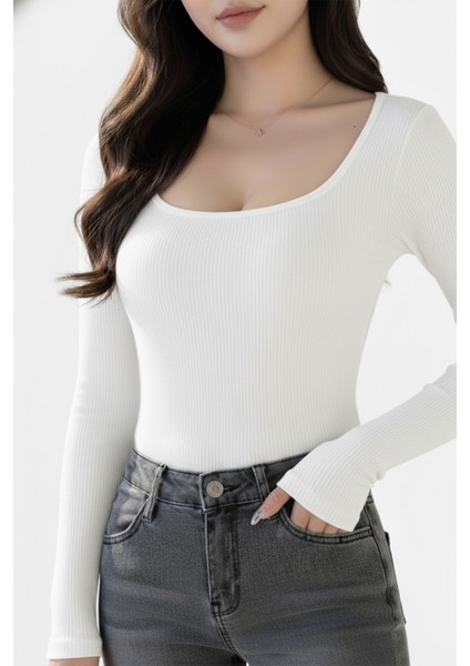 U Yaka Uzun Kollu Fitilli Crop Bluz fiyatları