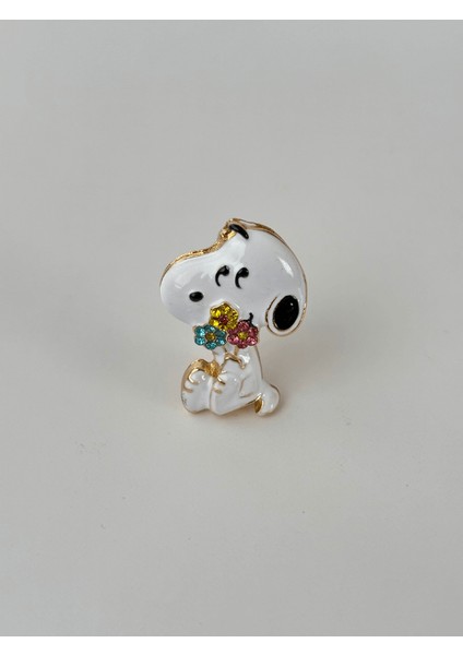 Snoopy Figürlü Renkli Çiçekli Gold Broş fiyatları