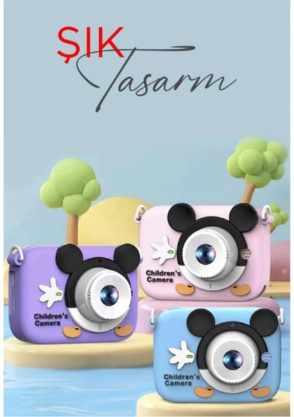 1080P Hd Çocuk Kamera Dijital Fotoğraf Makinesi 2.0 Inç Ekran 5 Adet Oyun Pembe fırsatları