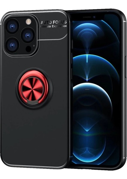 Buğz Iphone 13 Pro Kılıf Range Yüzüklü Silikon - Siyah-Kırmızı