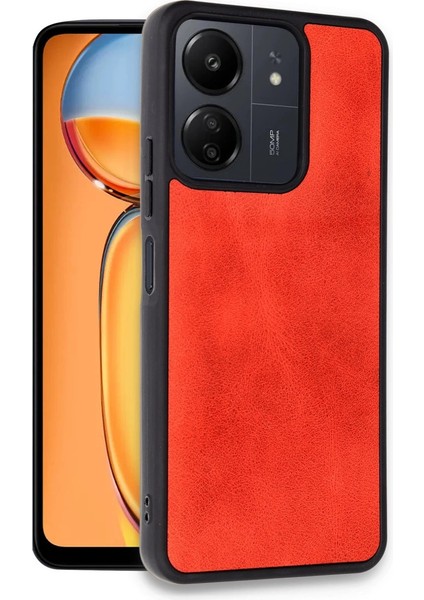 Buğz Newface Xiaomi Redmi 13C Kılıf Aras Deri Kapak - Kırmızı fiyatları