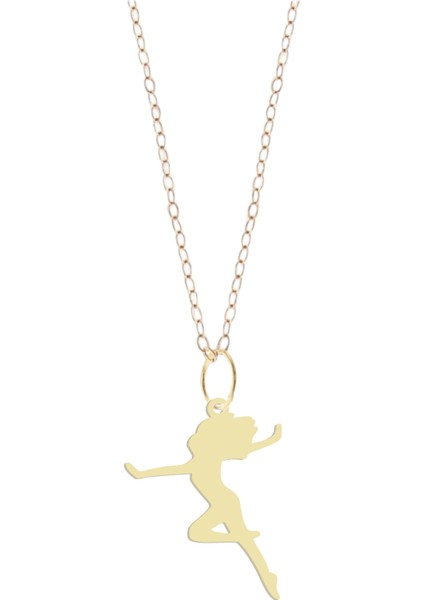 Altın Plakalı 14 Ayar Balerin Motifli Doğum Günü Hediyesine Özel Altın KOLYE-793