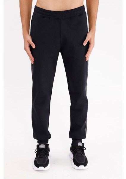 Yan Şerit Detaylı Esnek Bel Cepli Standart Kalıp Mevsimlik Örme Kumaş Eşofman Altı