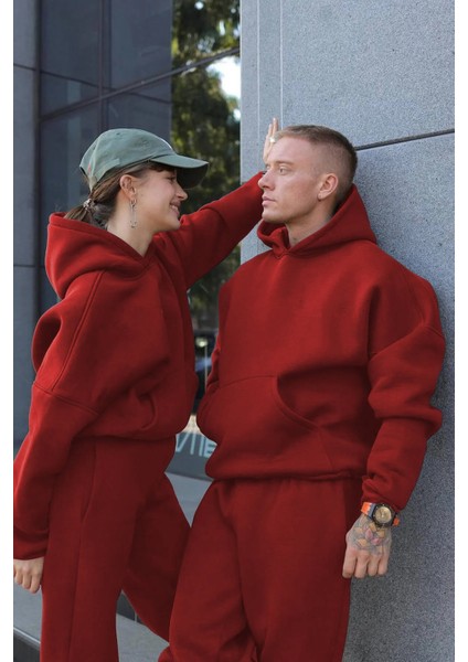 Kadın Erkek Çiftlere Özel 3 Iplik Kalın Oversize Kapüşonlu Eşofman Takımı – Tekli modelleri