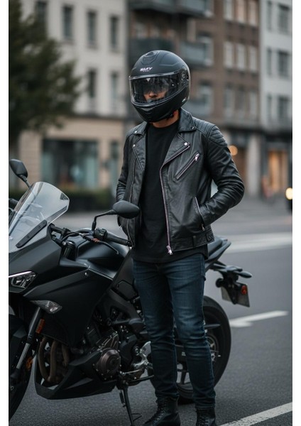 Sway Sw 917 Mat Siyah Çene Açılır Güneş Gözlüklü Motosiklet Kask