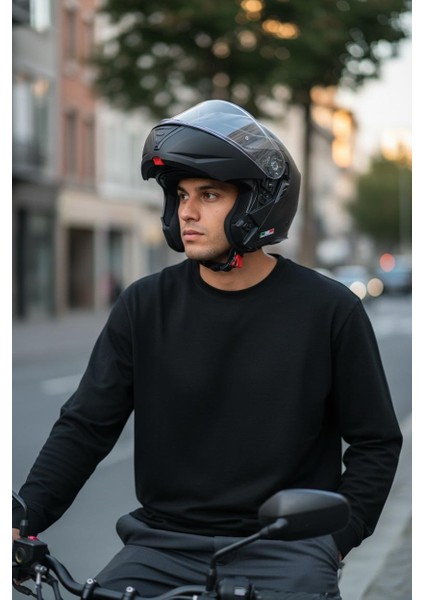 Sway Sw 917 Mat Siyah Çene Açılır Güneş Gözlüklü Motosiklet Kask fiyatları