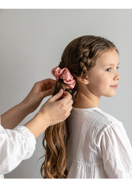 Kadın Saten Toka - Pure Somon – Tekli Lüks Lastik Model Scrunchie modelleri