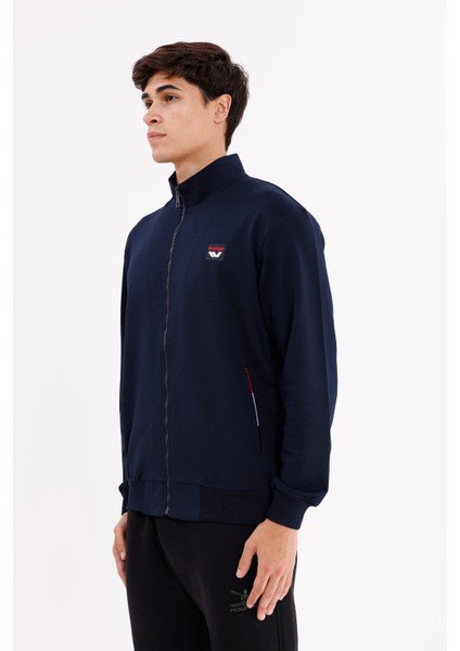 Cepli Dik Yaka Tam Fermuarlı Göğüs Arma Detaylı Rahat Kalıp Mevsimlik Sweatshirt fiyatları