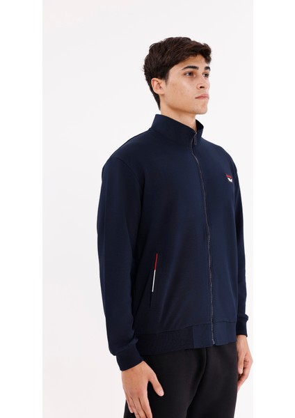 Cepli Dik Yaka Tam Fermuarlı Göğüs Arma Detaylı Rahat Kalıp Mevsimlik Sweatshirt fırsatları