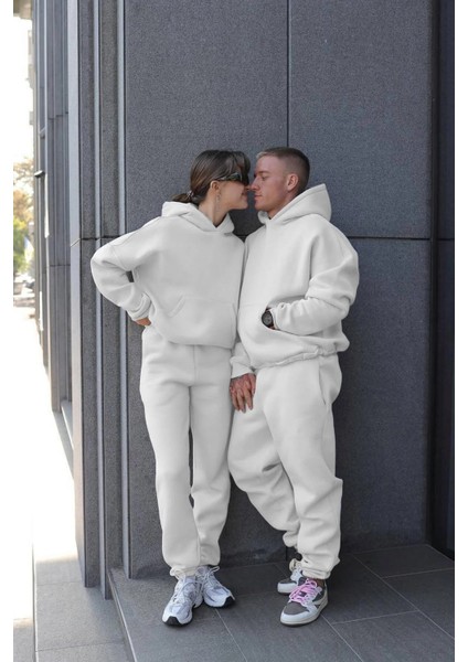 Kadın Erkek Çiftlere Özel 3 Iplik Kalın Oversize Kapüşonlu Eşofman Takımı – Tekli modelleri