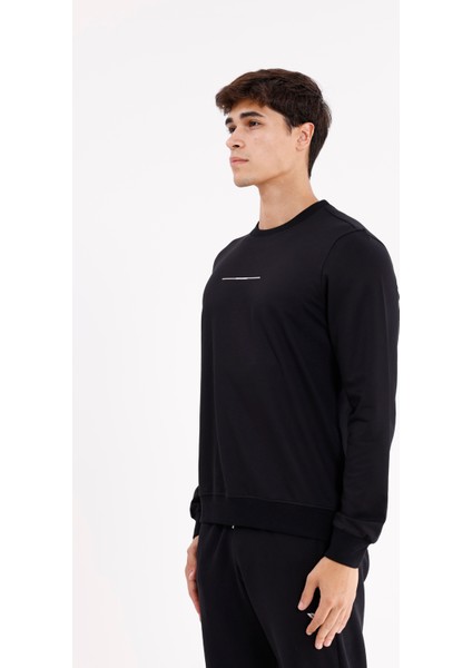 Minimal Göğüs Işlemeli Rahat Kalıp Esnek Manşetli Mevsimlik Bisiklet Yaka Sweatshirt fiyatları