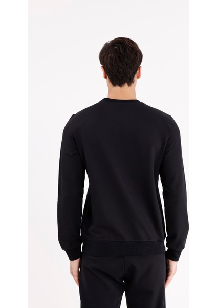 Minimal Göğüs Işlemeli Rahat Kalıp Esnek Manşetli Mevsimlik Bisiklet Yaka Sweatshirt modelleri