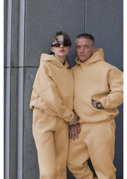 Kadın Erkek Çiftlere Özel 3 Iplik Kalın Oversize Kapüşonlu Eşofman Takımı – Tekli modelleri