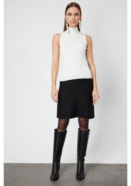 Kadın Taşlı Kolsuz Triko Bluz 66375 Krem modelleri